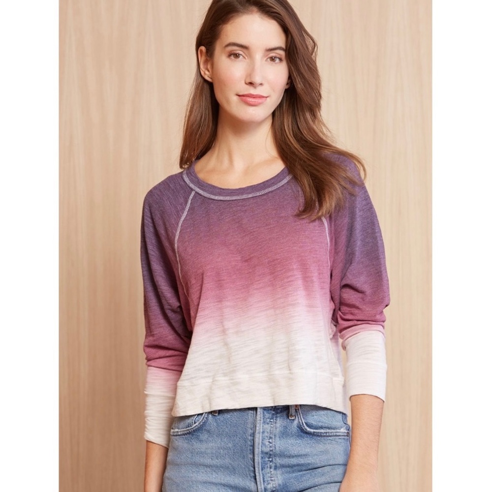 Evereve Purple to Pink Ombre Cropped Sweatshirt